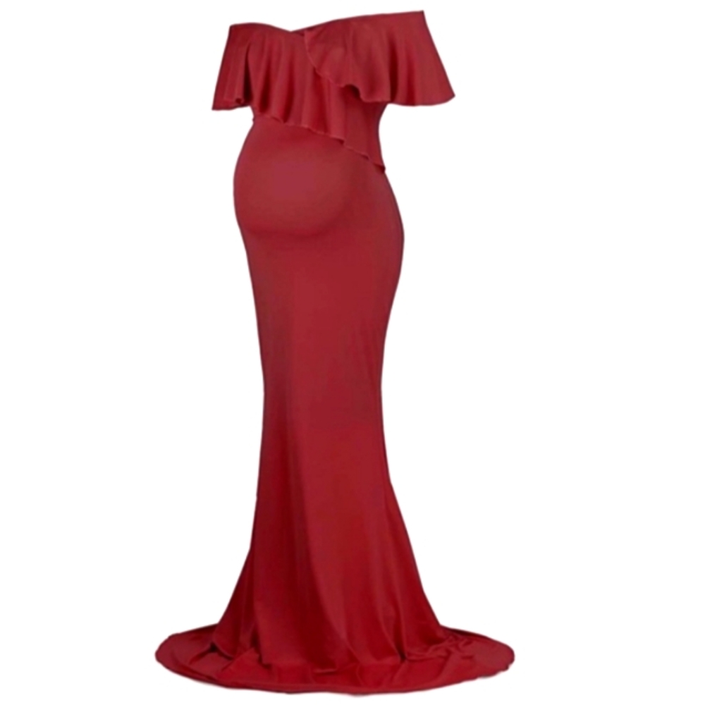 Burgundy Maternity Maxi - Picture 2 of 6